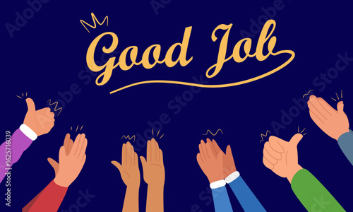 Crowd cheers and clap hands vector illustration, Applause, cheering concept, thumb up