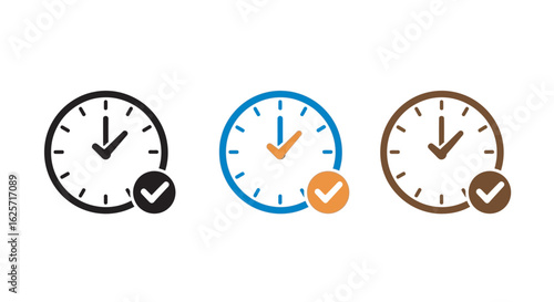 Three clock icons with checkmarks indicating time management and completion silhouette