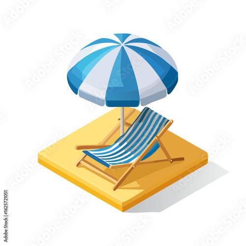 Vector icon of a beach umbrella with a sun lounger
