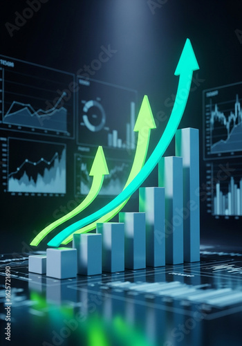Financial market growth and success with upward trends