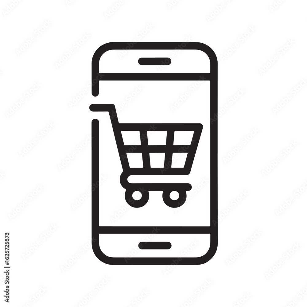 Mobile Ecommerce Solution Depicted by an Application on a Smartphone, Modern Shopping Technology Mobile Ecommerce Solution Depicted by an Application on a Smartphone, Modern Shopping Technology