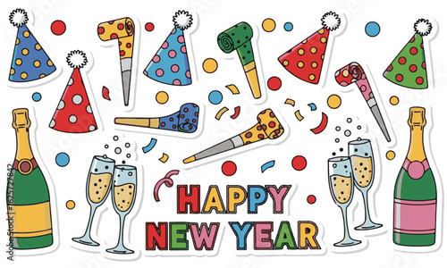 Happy New Year Party Elements