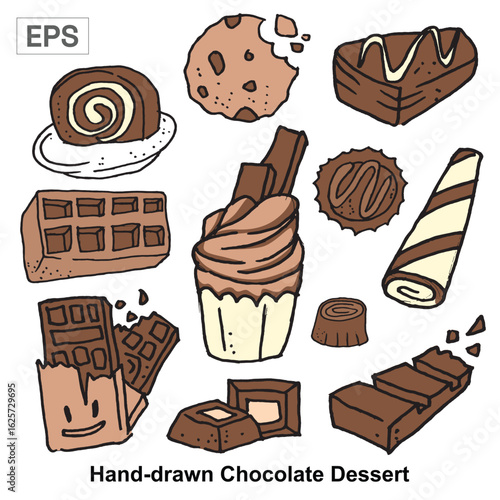 Hand-drawn Chocolate Dessert Collection Colored