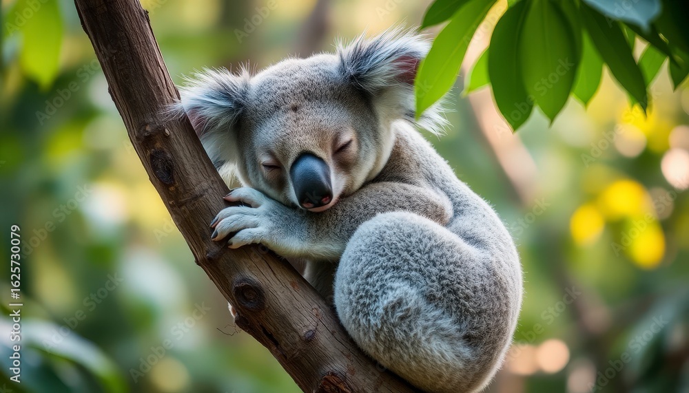 Fototapeta premium Sleepy koala on a tree branch