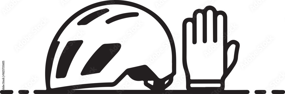 Fototapeta premium Cycling Helmet and Gear Icon Vector