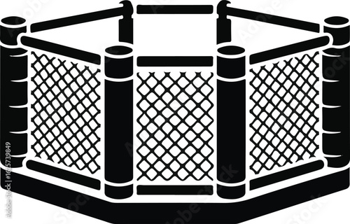 MMA Cage and Gloves Icon Vector