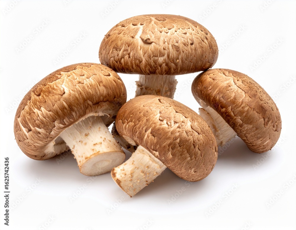 Fototapeta premium 白背景に孤立した複数個の椎茸