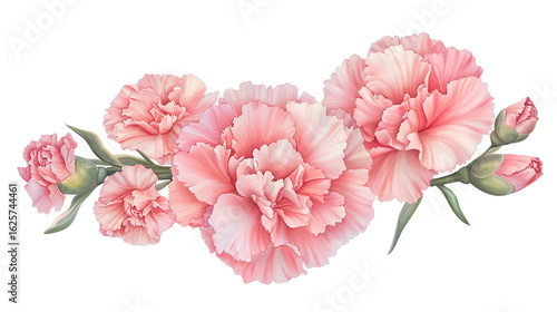 pink carnation flower on white background
