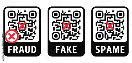 Spam and Fake QR Code Phishing Vector Illustration – Social Engineering & Data Theft Concept

