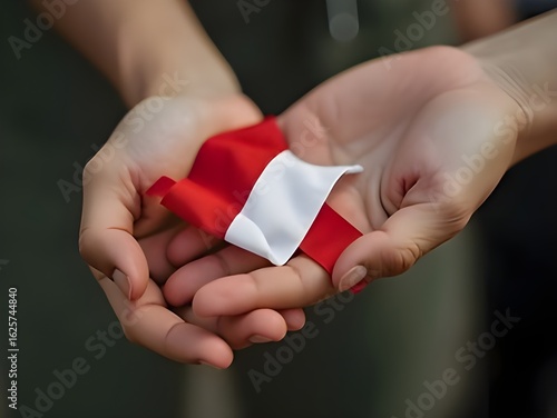 Tangan yang Menggenggam Bendera Merah Putih