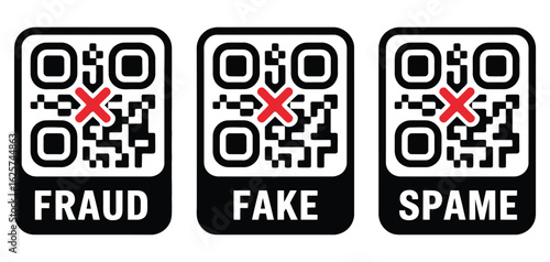 Spam and Fake QR Code Phishing Vector Illustration – Social Engineering & Data Theft Concept

