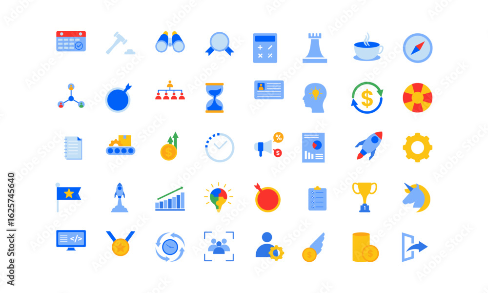 Fototapeta premium Office stationery - Modern web icon set. Outline icons collection. Simple vector illustration.