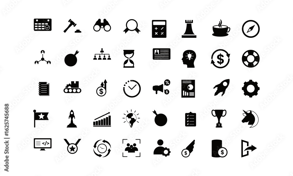 Office stationery - Modern web icon set. Outline icons collection. Simple vector illustration.