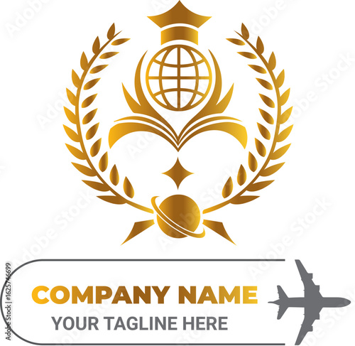 Study abroad logo with graduation cap and globe