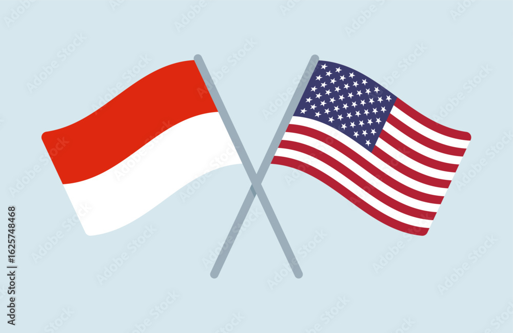 Obraz premium Vector Indonesia and United States Flags Illustration