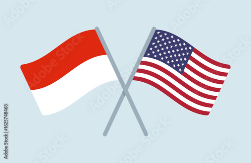 Vector Indonesia and United States Flags Illustration