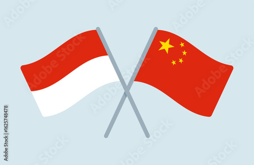 Vector Indonesia and China Flags Illustration
