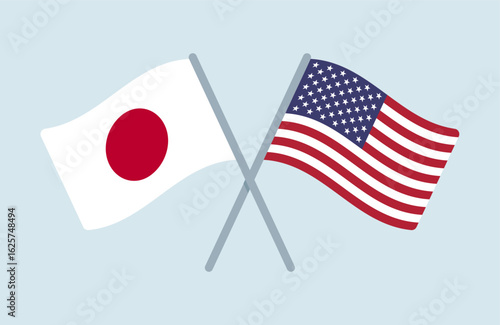 Vector Japan and United States Flags Illustration