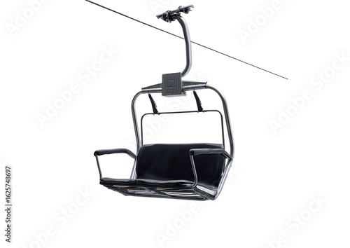 Empty ski lift chair suspended on cable
