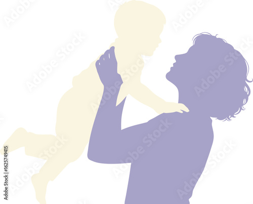 Wallpaper Mural Silhouette of mother holding baby up in the air against white background Torontodigital.ca