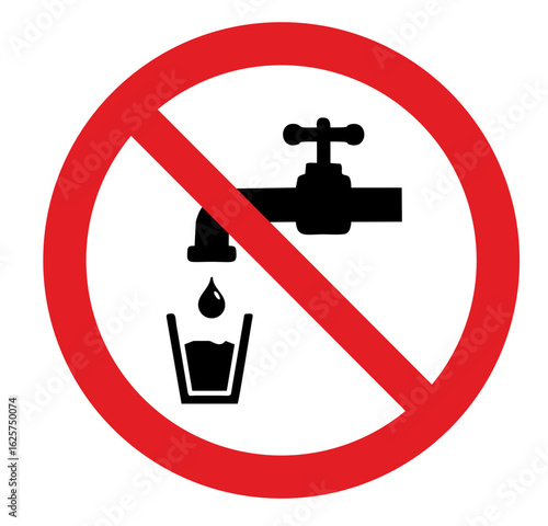 no drinkable water sign on white background. vector do not drink symbol	