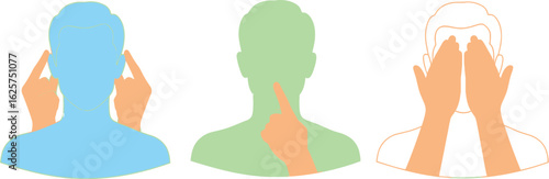 See no evil hear no evil speak no evil depiction with three figures