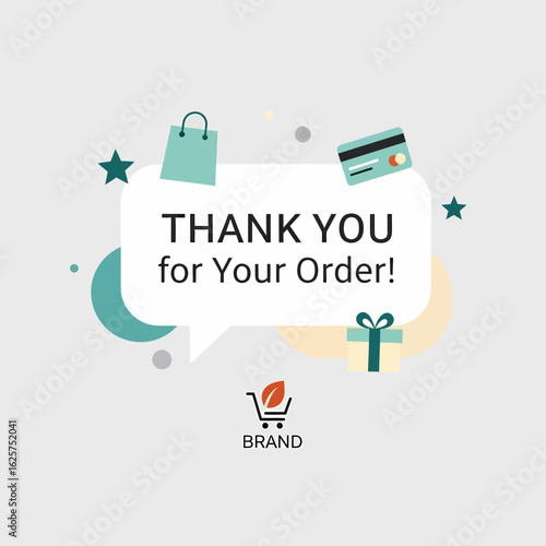 Thank you for your order message with shopping bag gift and credit card