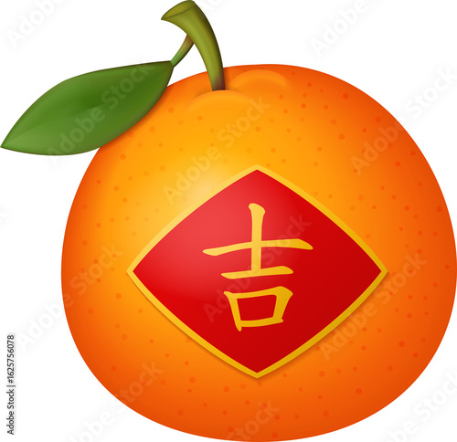 3D cartoon orange with spring couplet of blessing Chinese word