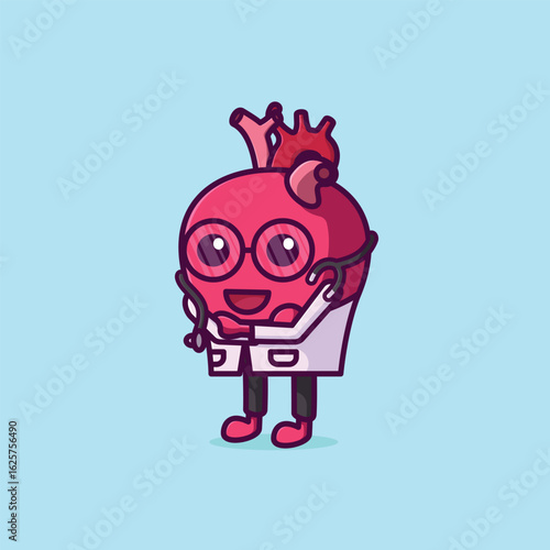 Simple Doktor Heart is Ready to Help cartoon vector illustration Collection of Interational Heart Day concept icon isolated