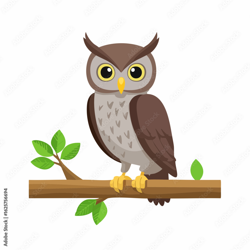 Obraz premium Owl perched on a branch nature scene digital calm environment front view wildlife concept