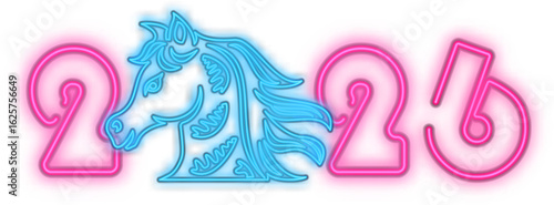 2026 Chinese new year of horse neon light text design