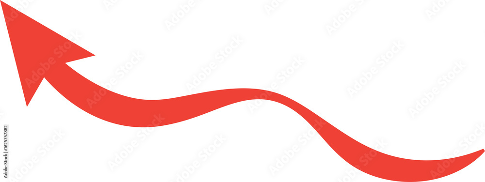 Red upward trending arrow; dynamic, energetic, positive growth graphic. Red upward trending arrow; dynamic, energetic, positive growth graphic.