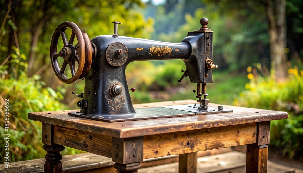 Fototapeta premium Vintage sewing machine outdoors