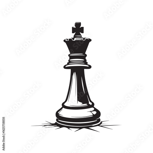 Vector illustration of a chess king piece in a clean, minimal, and stylized design. Perfect for strategy-themed projects, game icons, educational materials, or board game visuals