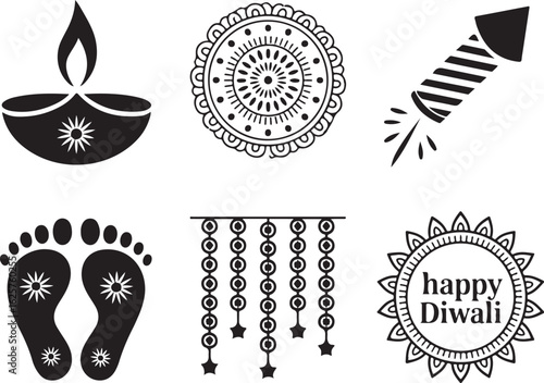 Celebrate Diwali with auspicious symbols and festive firecrackers