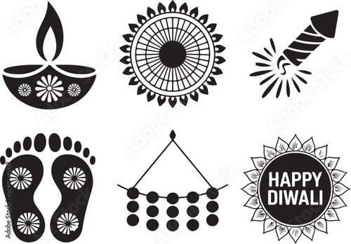 Celebrate Diwali with festive diya, fireworks, and footprints