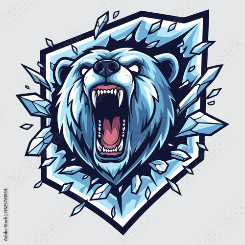 vector illustration polar bear breaking the ice
