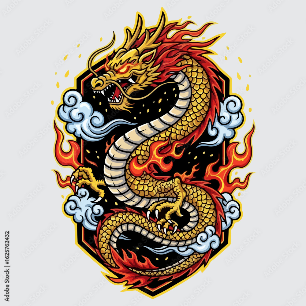 Fototapeta premium vector illustration of a traditional Chinese dragon