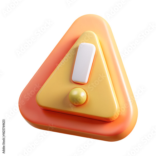 A modern 3D warning triangle icon with a white exclamation mark.