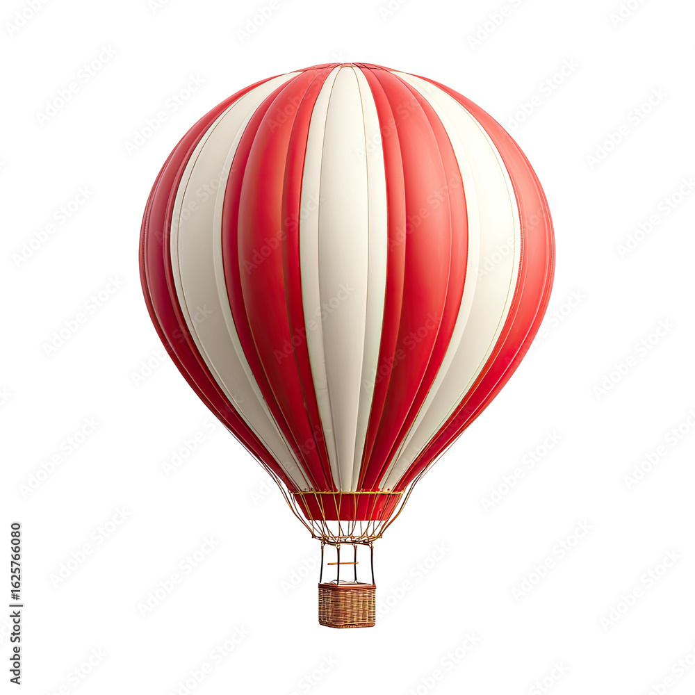 Naklejka premium Red and white striped hot air balloon