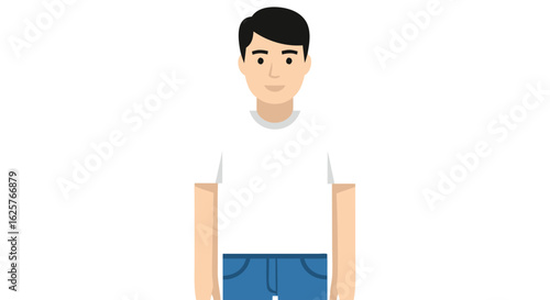 Illustration of a Friendly Man Wearing Casual Clothes with a Simplistic Design Style