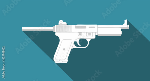Stylized firearm illustration with geometric design elements and a flat color scheme, suitable for diverse digital applications