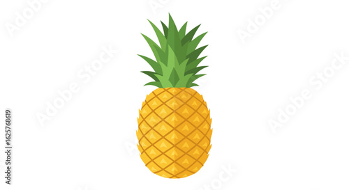 Detailed pineapple illustration showcasing its textured rind and spiky crown on white space