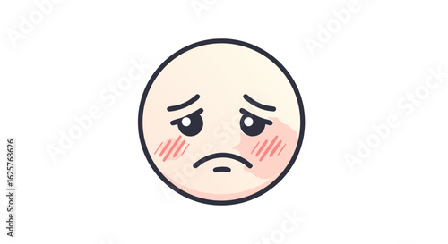 Sadness Expressed: A Simple Depiction of a Melancholy Facial Expression Character Icon 60