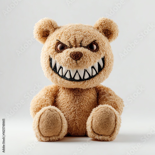 Scary teddy bear Halloween concept on white background