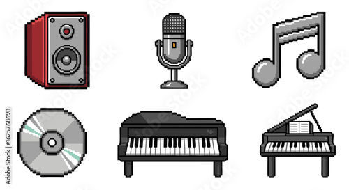 Pixelated Harmony: A Retro Composition of Musical Elements for Creative Projects and Digital Art