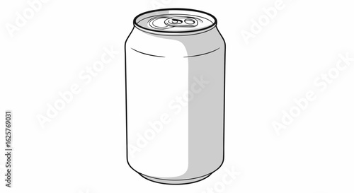 Monochromatic depiction of a generic aluminum beverage container for product mockups
