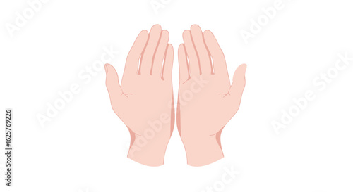 An illustration showcasing both hands extending upward in a receptive manner conveying supplication or prayer with digital art style
