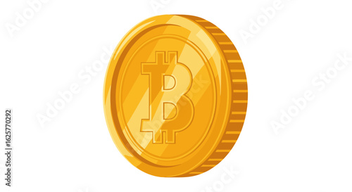 Illuminating the Future: Golden Bitcoin Cryptocurrency Symbolizing Digital Finance Prosperity, Isolated on a Clean White Canvas for Modern Fintech