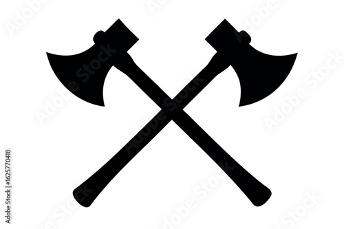 Axe black silhouette, Two old axe silhouette vector 